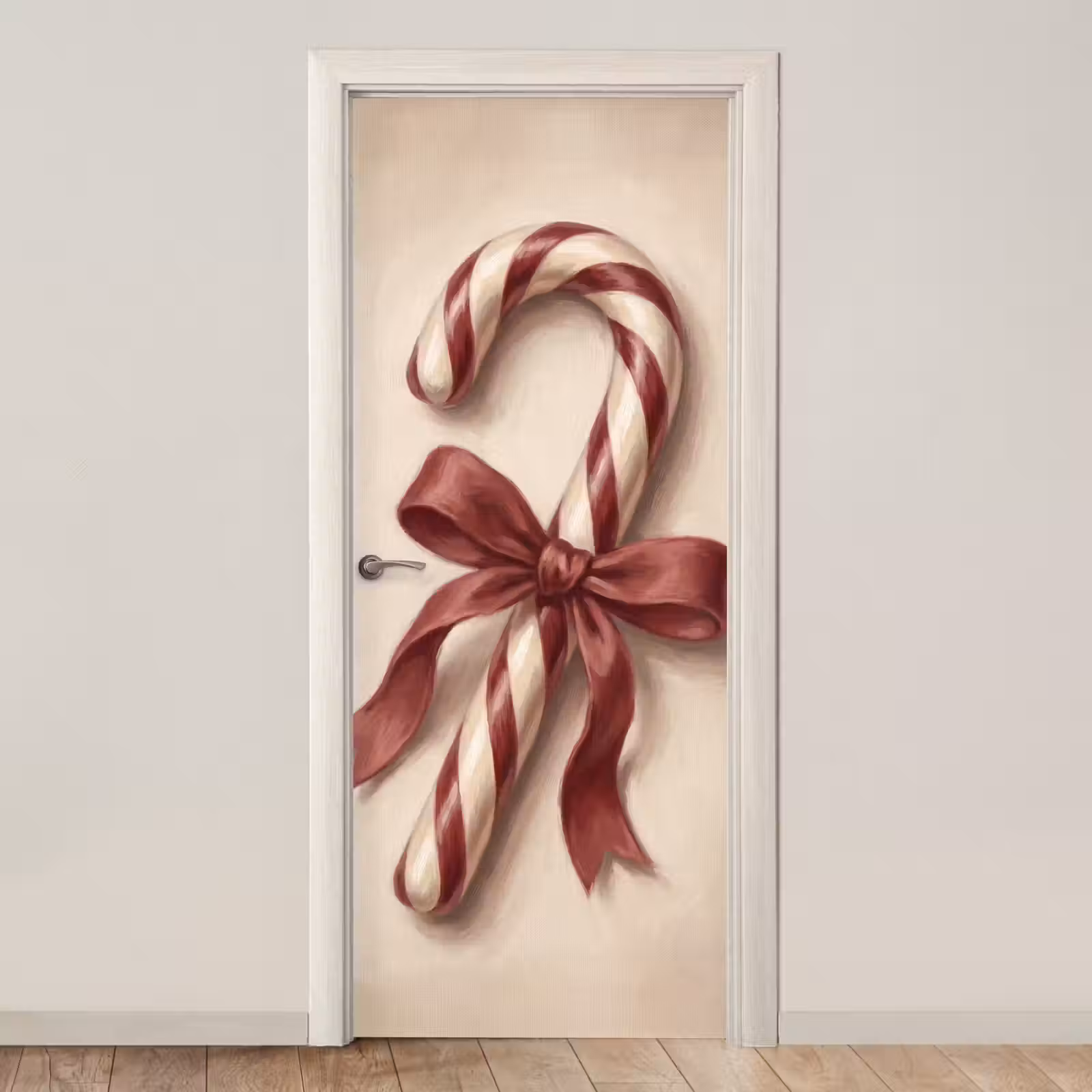 Deursticker - Pepermuntstok - Kerst - Rood — 1