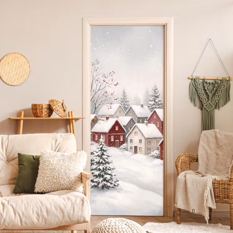 Deursticker - Huizen - Sneeuw - Winter — 4