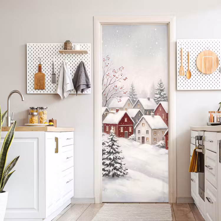 Deursticker - Huizen - Sneeuw - Winter — 7