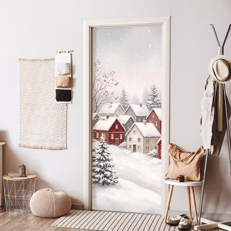 Deursticker - Huizen - Sneeuw - Winter — 8