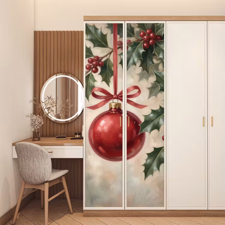 Deursticker - Kerstbal - Hulst - Rood — 5
