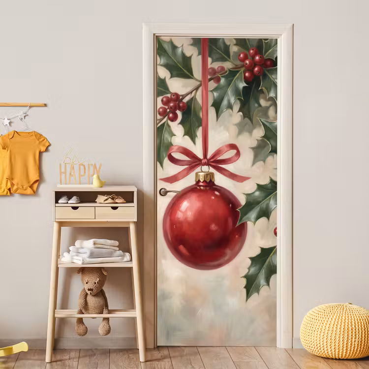 Deursticker - Kerstbal - Hulst - Rood — 6