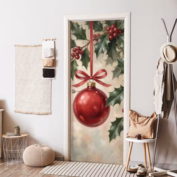 Deursticker - Kerstbal - Hulst - Rood — 8