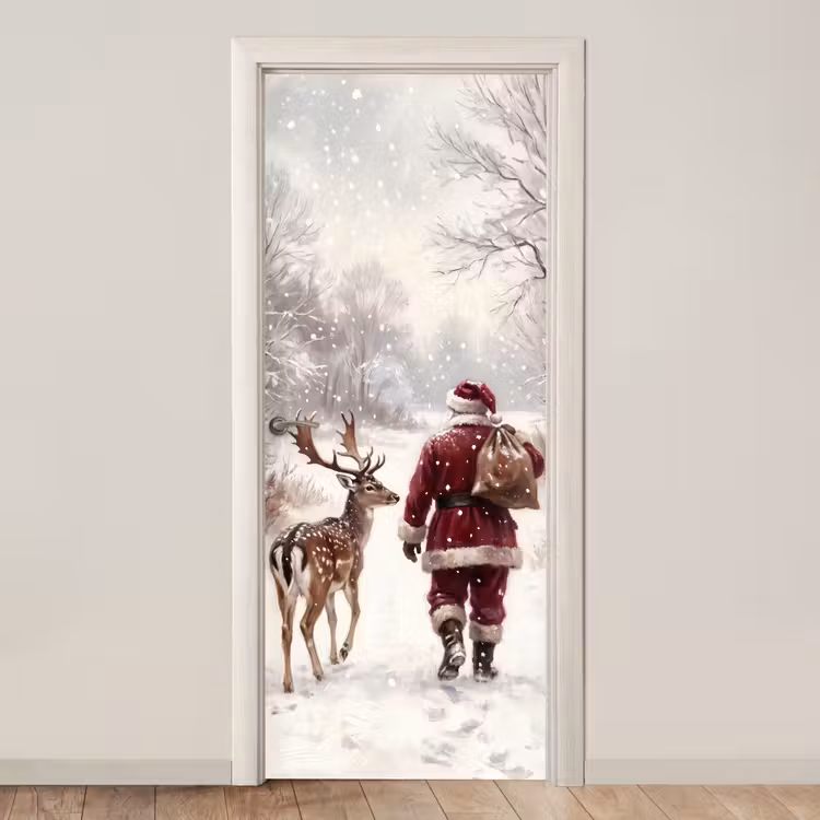 Deursticker - Kerstman - Winter - Natuur — 1
