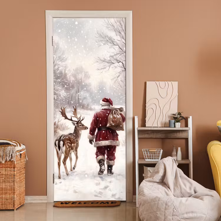 Deursticker - Kerstman - Winter - Natuur — 2
