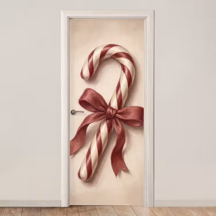 Deursticker - Pepermuntstok - Kerst - Rood — 1