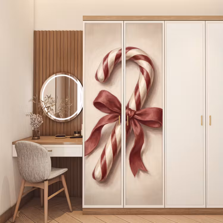Deursticker - Pepermuntstok - Kerst - Rood — 5