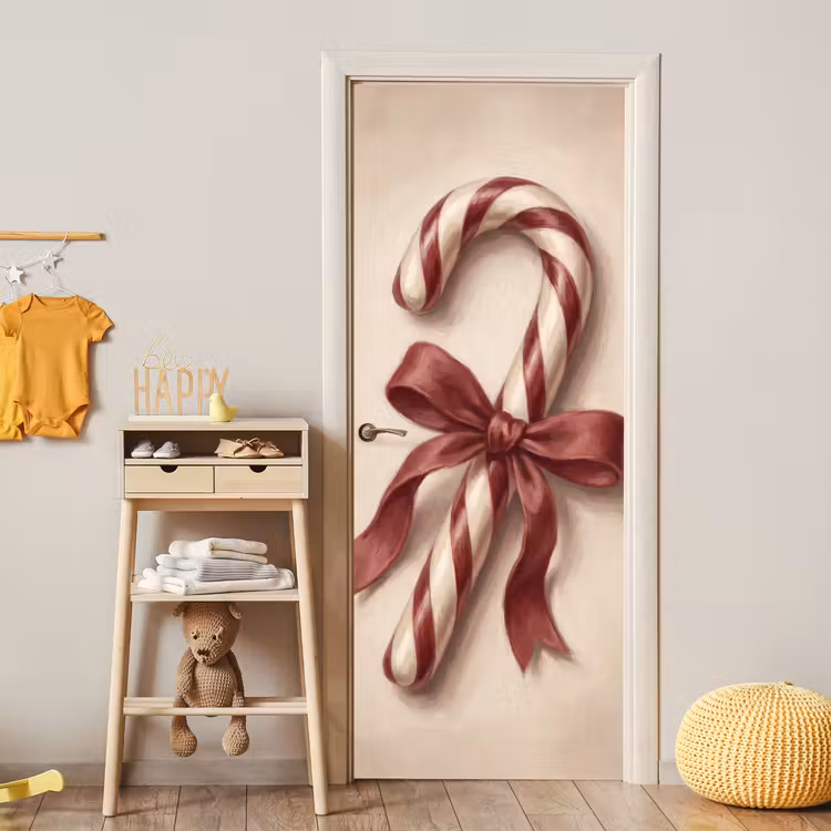 Deursticker - Pepermuntstok - Kerst - Rood — 6