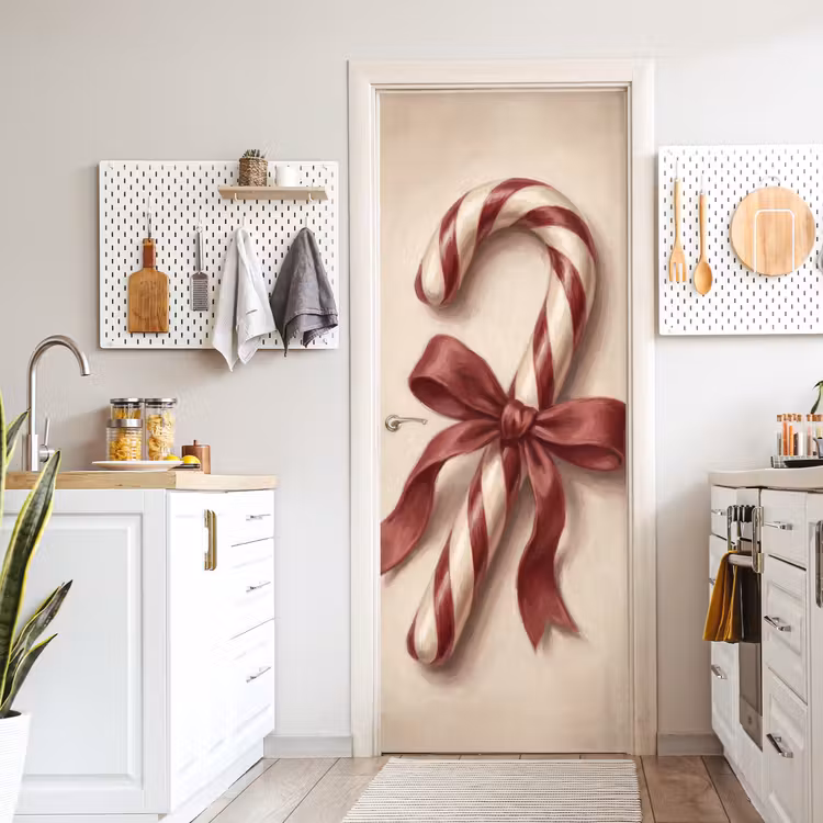 Deursticker - Pepermuntstok - Kerst - Rood — 7