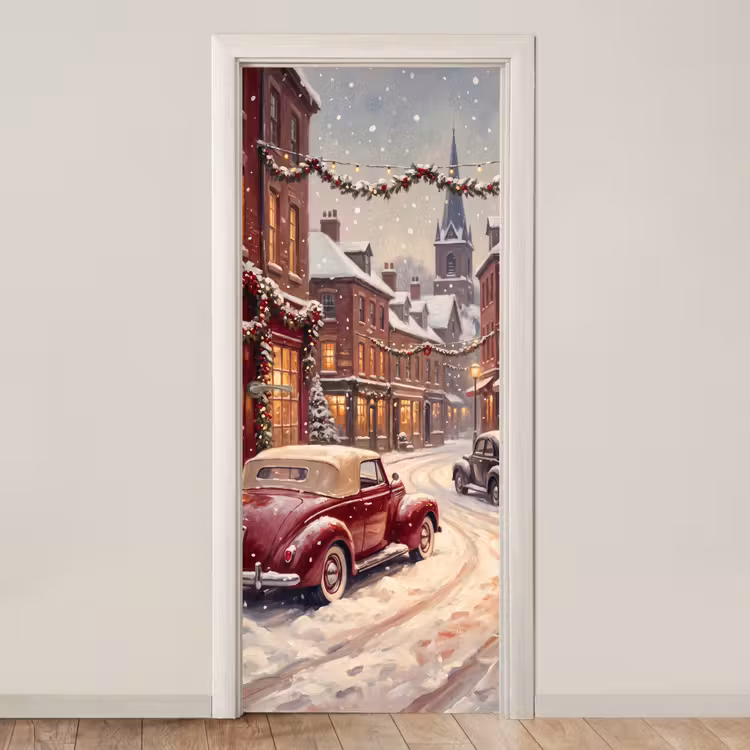 Deursticker - Stad - Kerst - Winter — 1