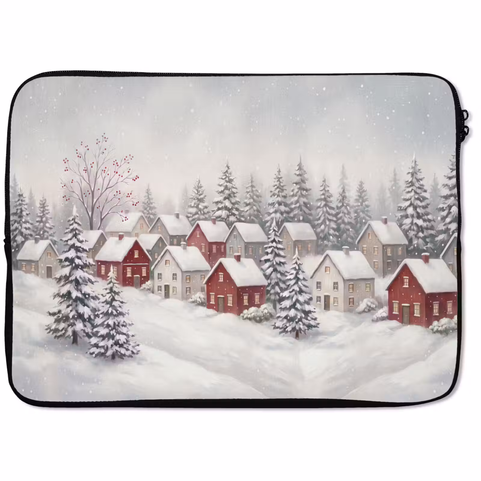 Laptophoes Huizen - Sneeuw - Winter — 1