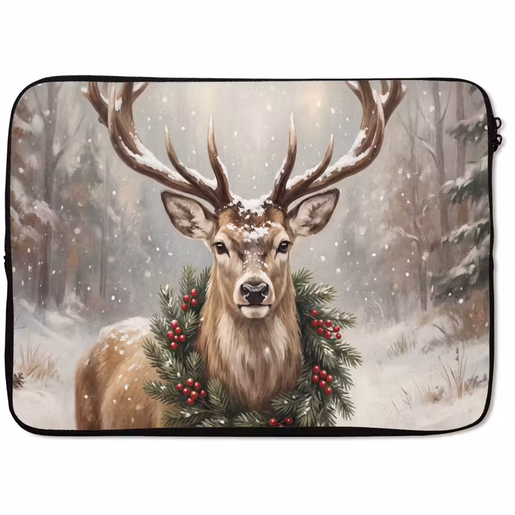 Laptophoes Hert - Sneeuw - Dieren — 1