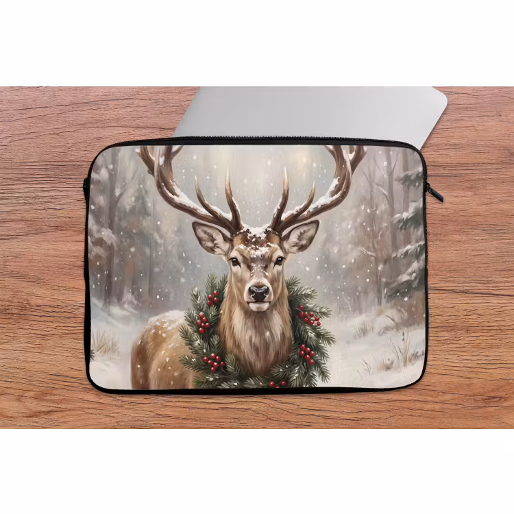 Laptophoes Hert - Sneeuw - Dieren — 2