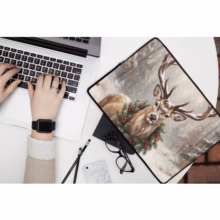 Laptophoes Hert - Sneeuw - Dieren — 3