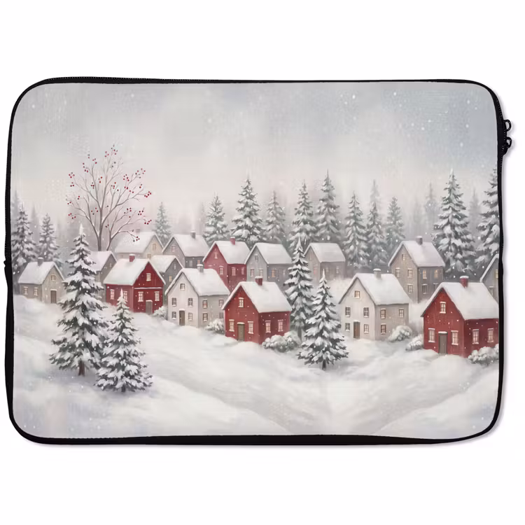 Laptophoes Huizen - Sneeuw - Winter — 1