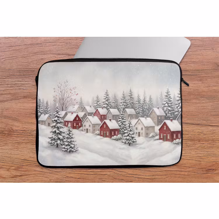 Laptophoes Huizen - Sneeuw - Winter — 2