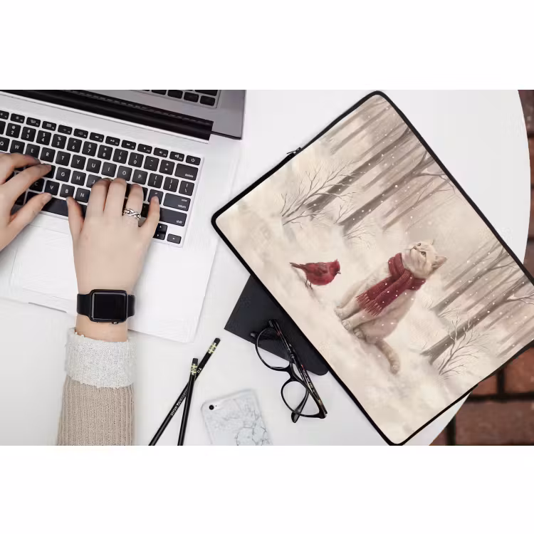 Laptophoes Kat - Vogel - Winter — 3