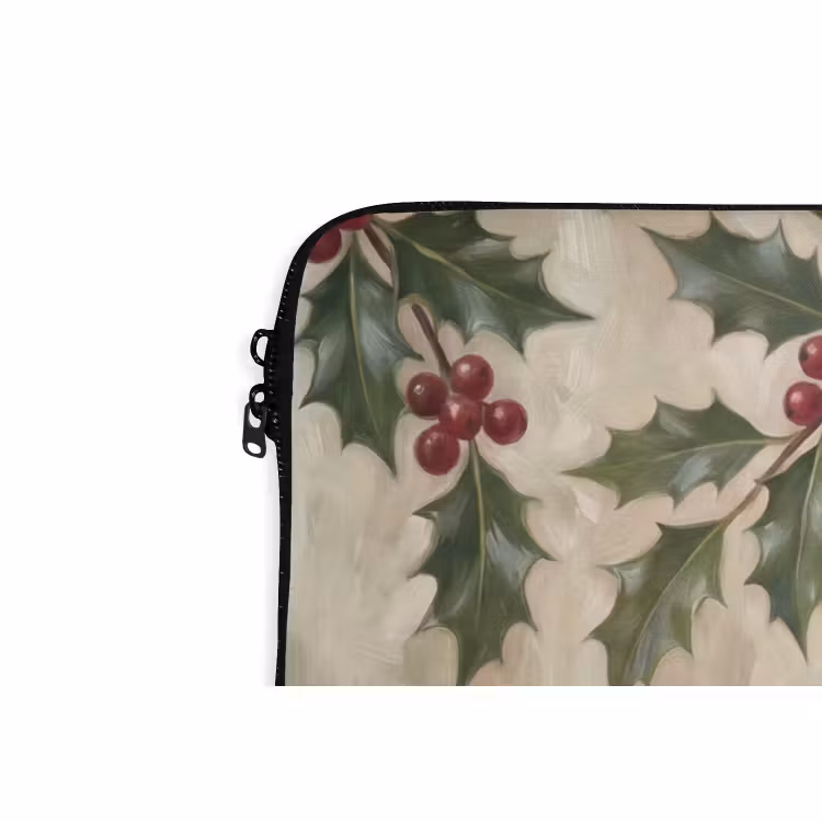 Laptophoes Kerstbal - Hulst - Rood — 5