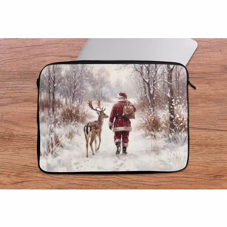 Laptophoes Kerstman - Winter - Natuur — 2