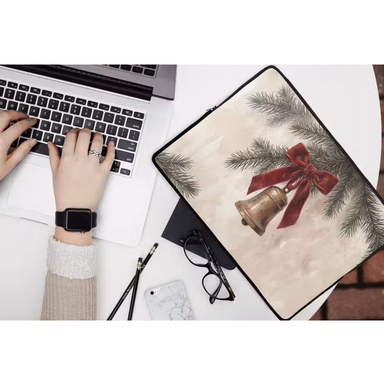 Laptophoes Klok - Kerst - Strik — 3