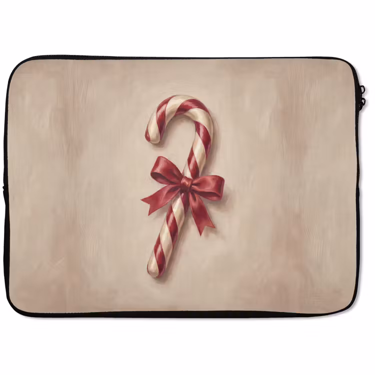 Laptophoes Pepermuntstok - Kerst - Rood — 1