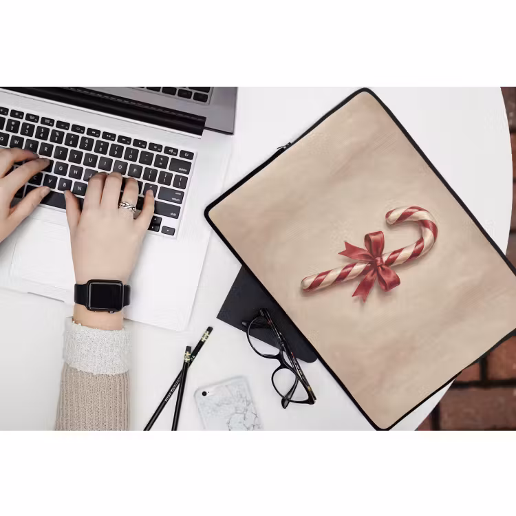 Laptophoes Pepermuntstok - Kerst - Rood — 3