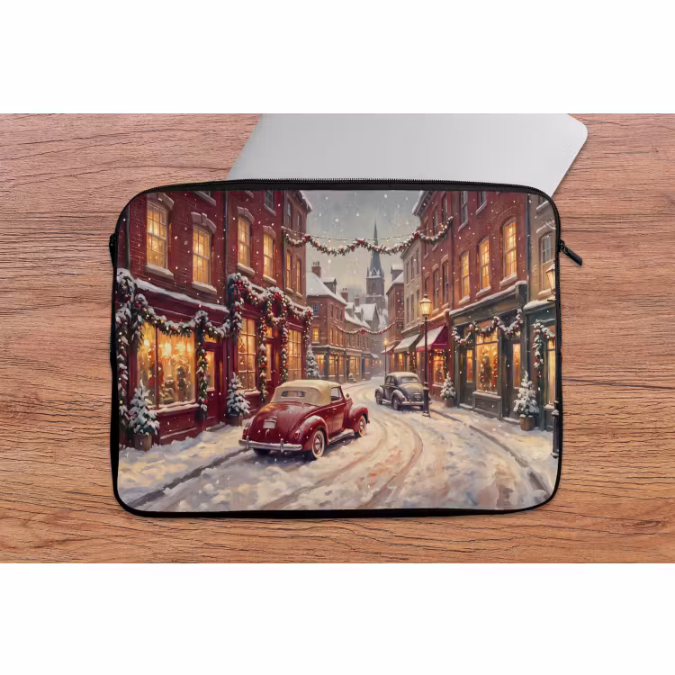 Laptophoes Stad - Kerst - Winter — 2