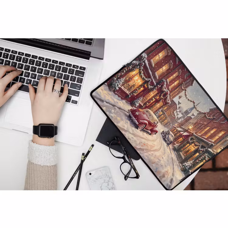 Laptophoes Stad - Kerst - Winter — 3