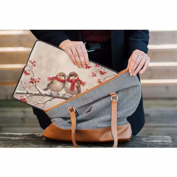 Laptophoes Vogels - Winter - Rood — 4