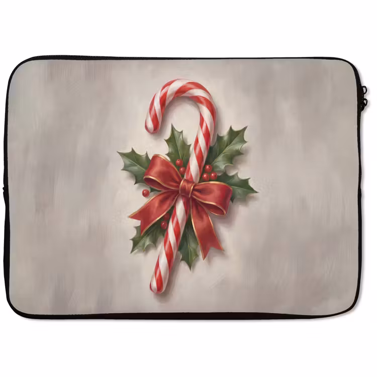 Laptophoes Zuurstok - Kerst - Rood — 1