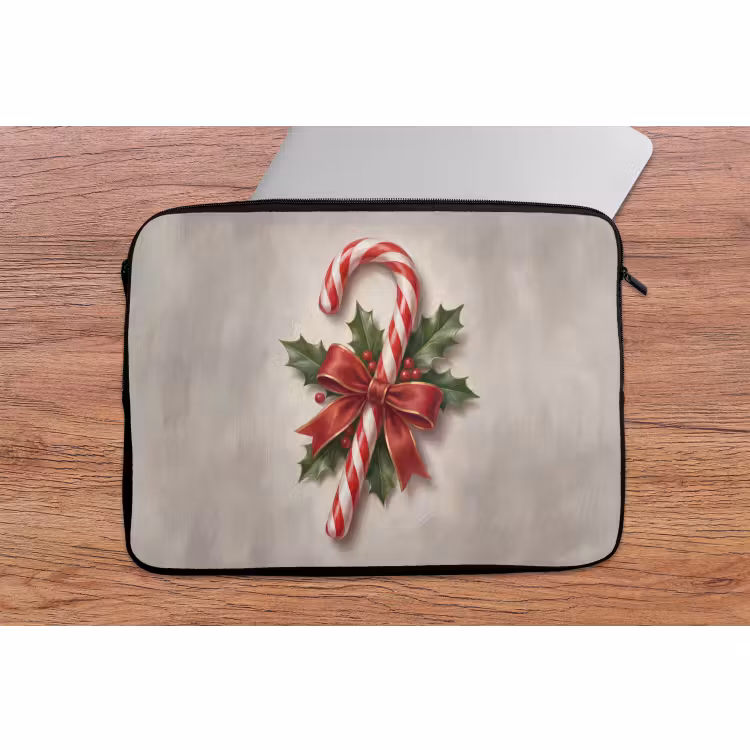 Laptophoes Zuurstok - Kerst - Rood — 2