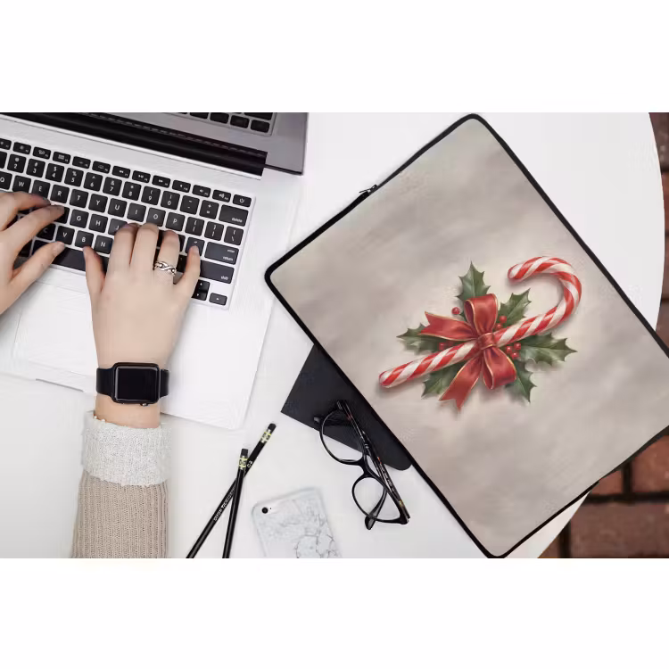 Laptophoes Zuurstok - Kerst - Rood — 3