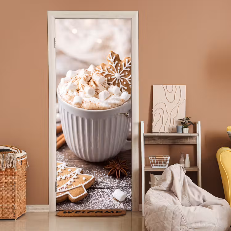Deursticker - Drank - Marshmallows - Kerst — 2