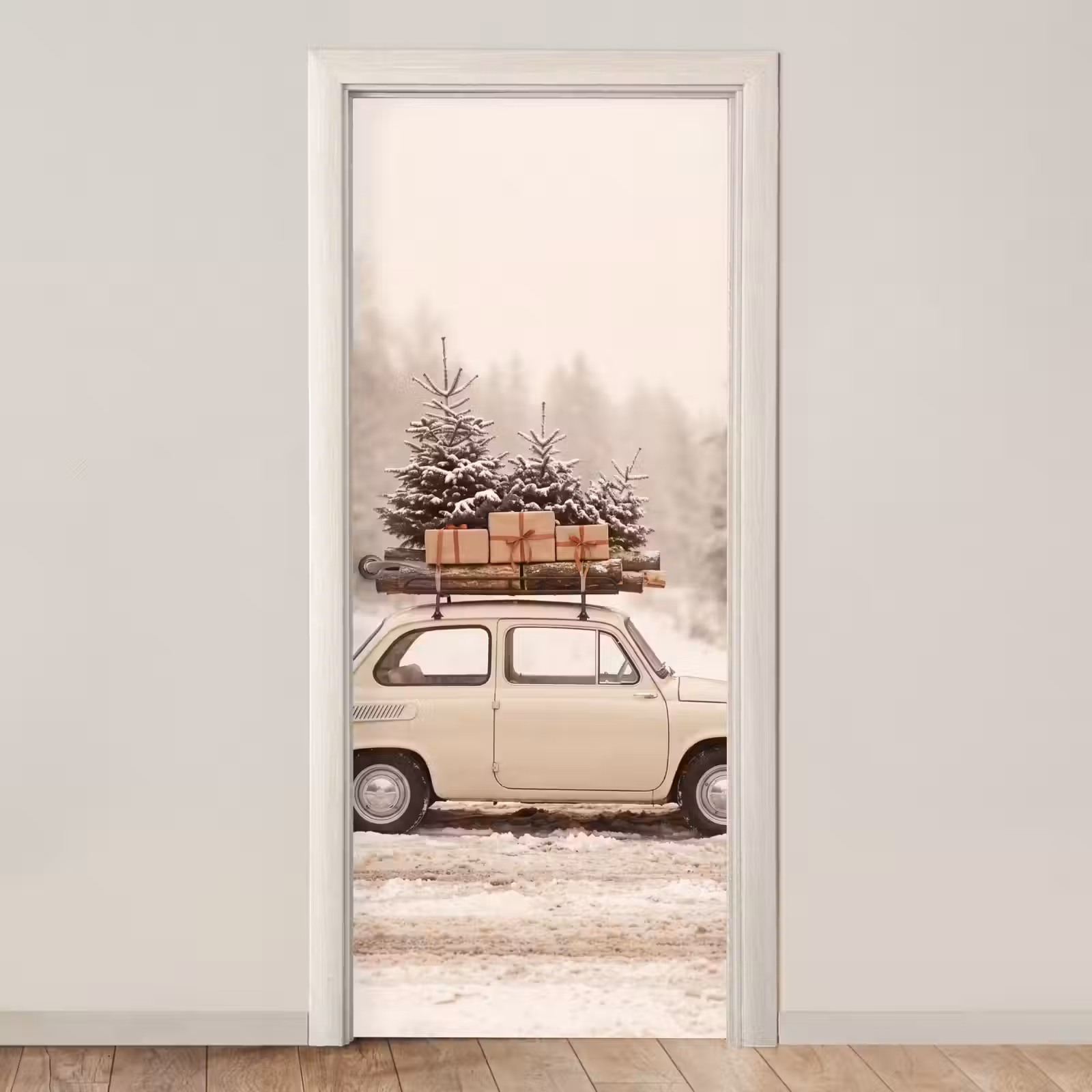 Deursticker - Auto - Winter - Sneeuw — 1