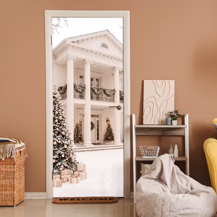 Deursticker - Huis - Kerst - Winter — 2