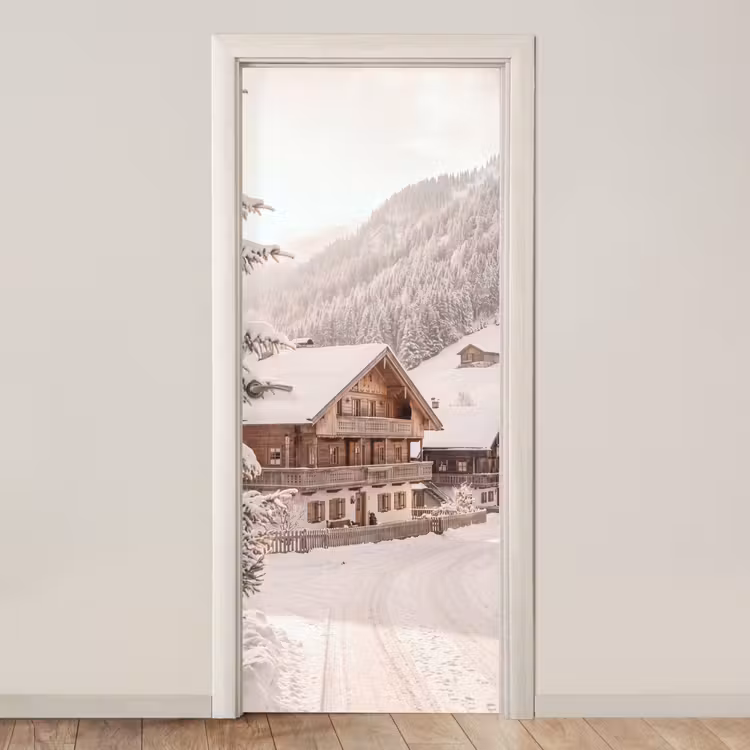 Deursticker - Huis - Sneeuw - Winter — 1