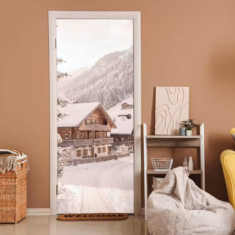 Deursticker - Huis - Sneeuw - Winter — 2