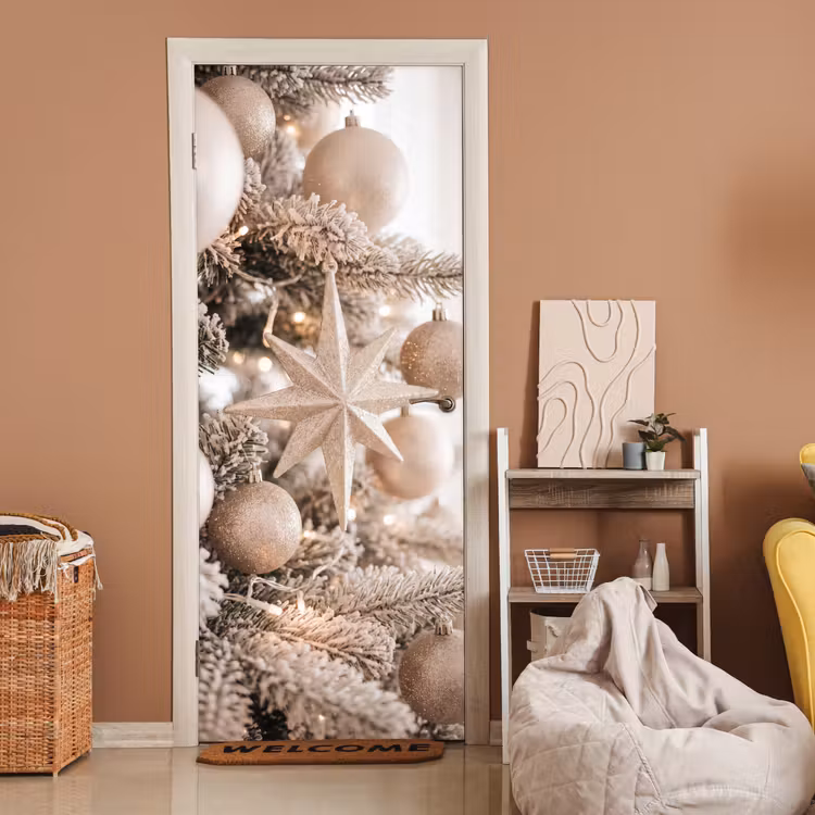 Deursticker - Kerstboom - Goud - Kerst — 2