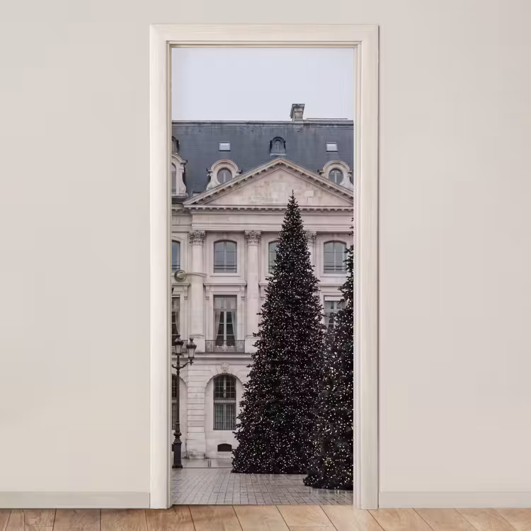 Deursticker - Kerstboom - Verlicht - Winter — 1