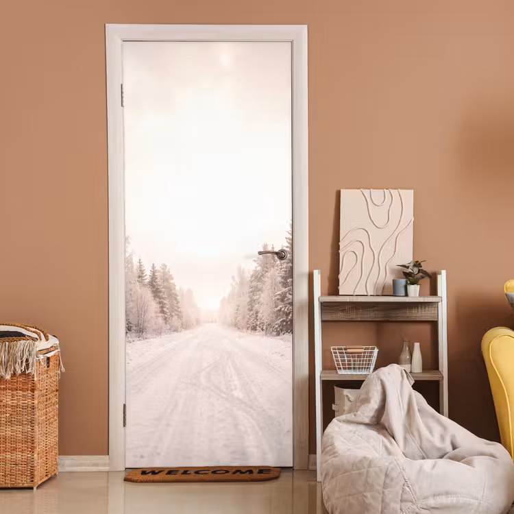 Deursticker - Weg - Sneeuw - Winter — 2