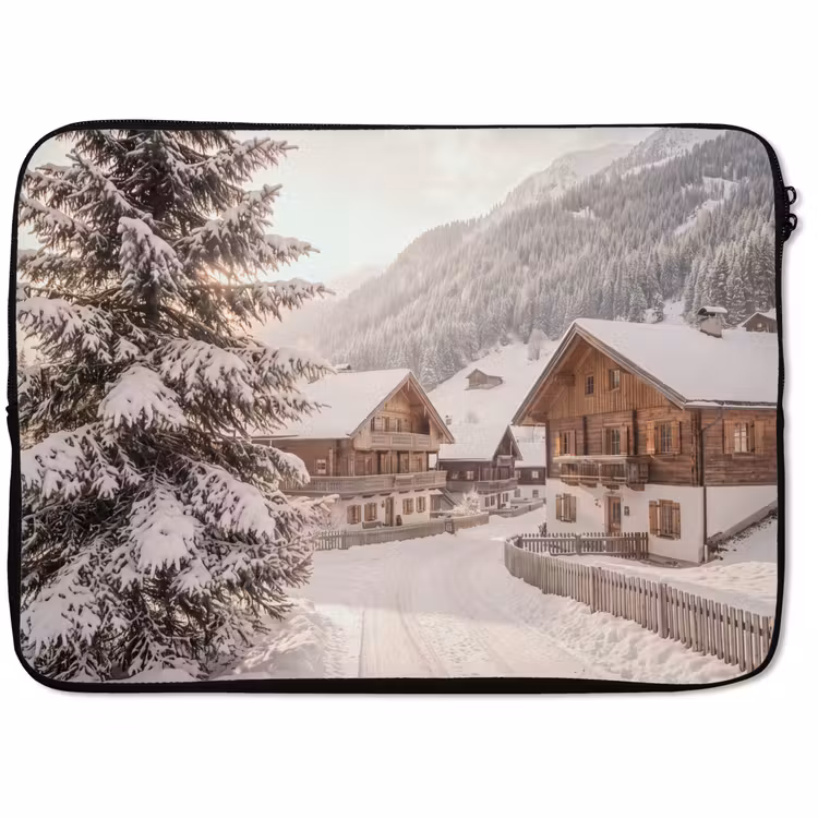 Laptophoes Huis - Sneeuw - Winter — 1