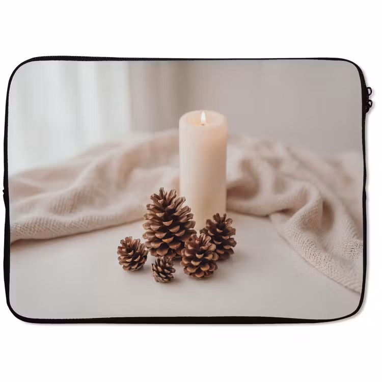 Laptophoes Kaars - Dennenappels - Sfeer — 1