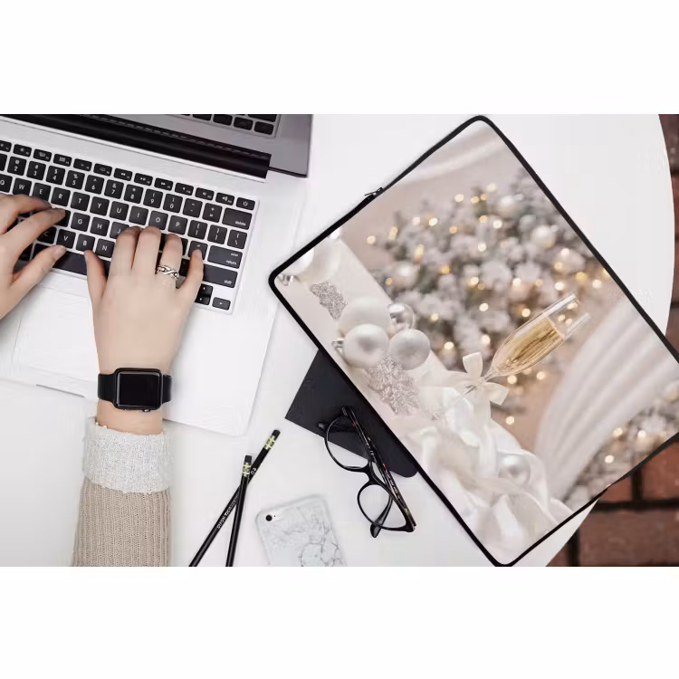 Laptophoes Champagneglas - Kerst - Feest — 3