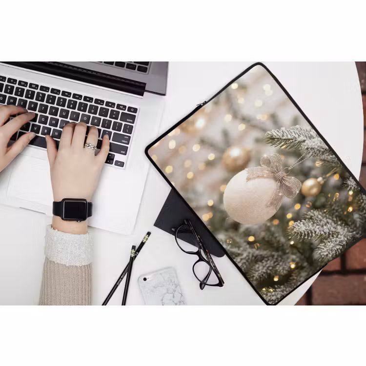 Laptophoes Kerstbal - Wit - Kerst — 3