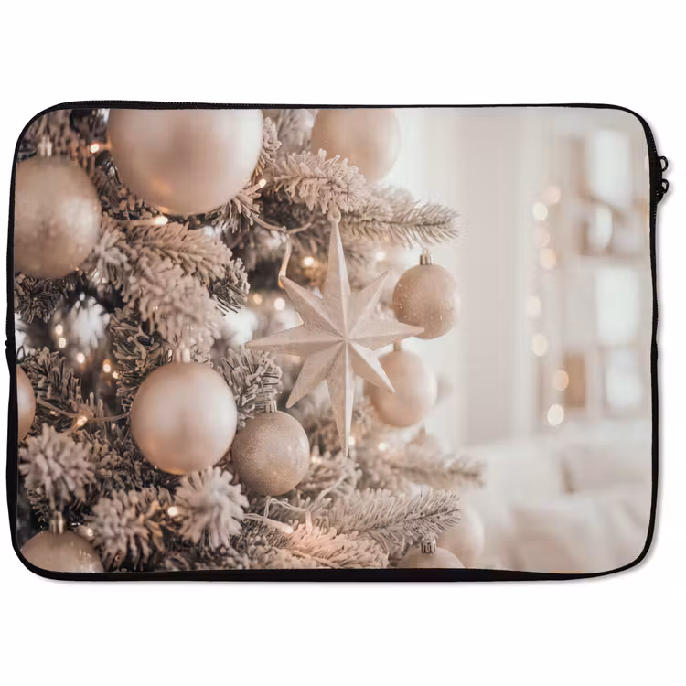 Laptophoes Kerstboom - Goud - Kerst — 1