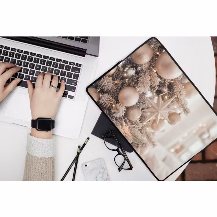 Laptophoes Kerstboom - Goud - Kerst — 3