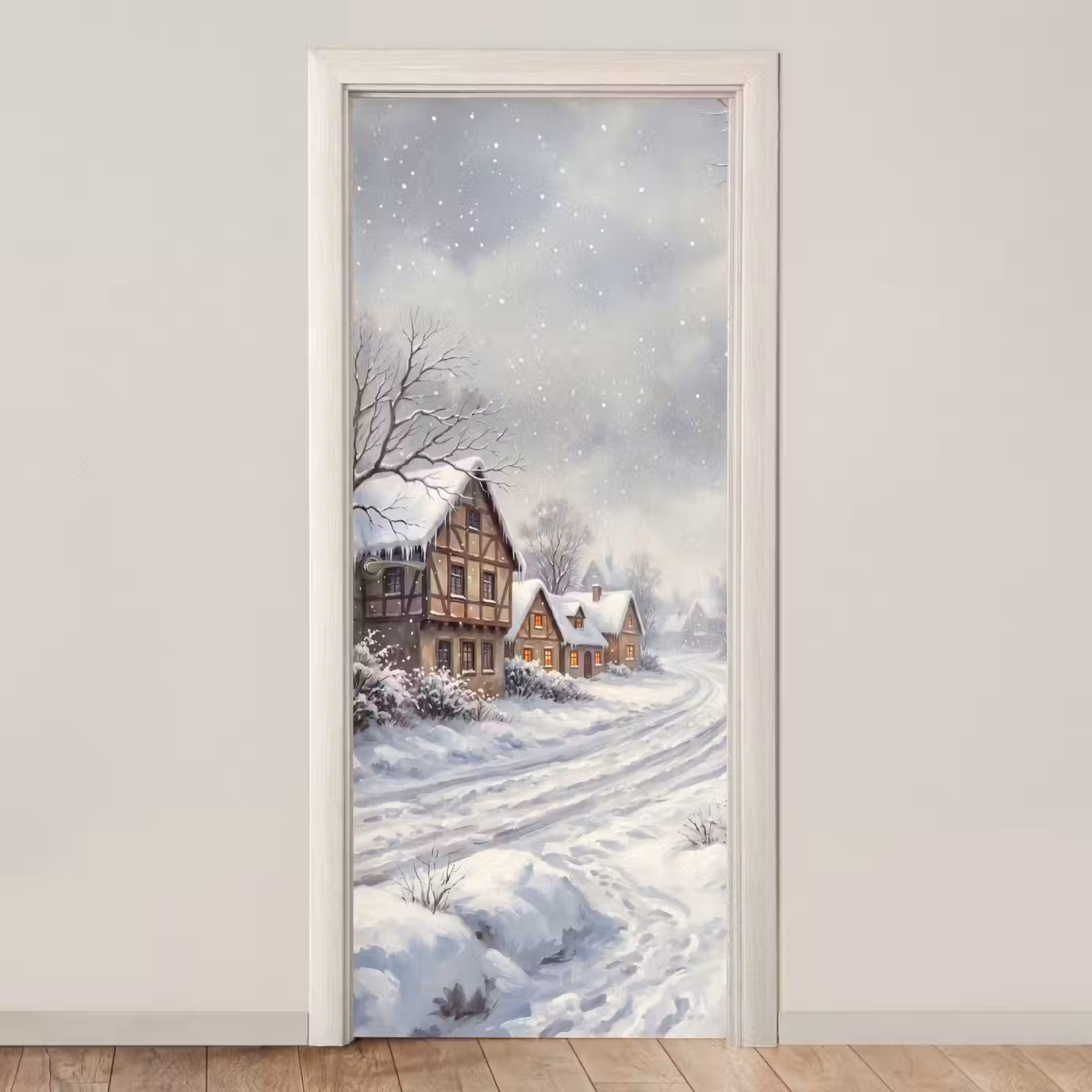 Deursticker - Dorp - Sneeuw - Winter — 1