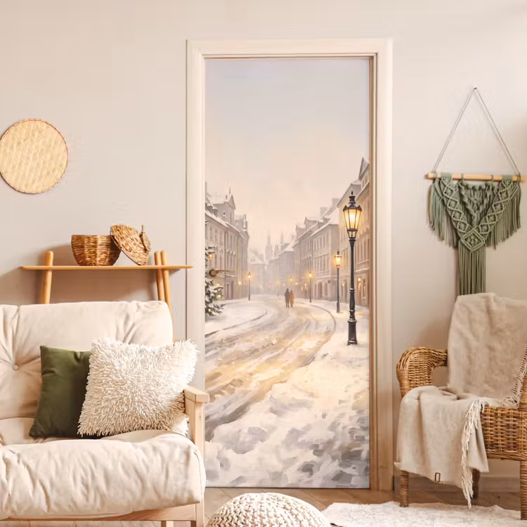 Deursticker - Besneeuwde straat - Kerst — 4