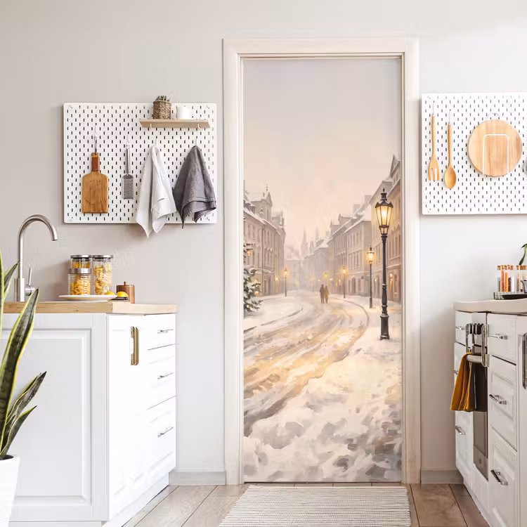 Deursticker - Besneeuwde straat - Kerst — 7