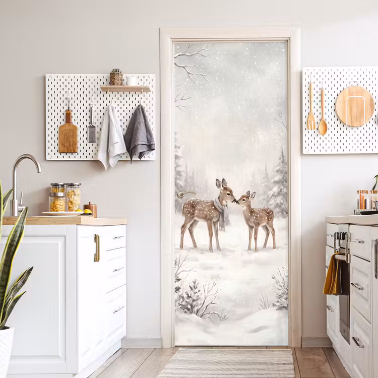 Deursticker - Herten - Besneeuwd - Bos — 7